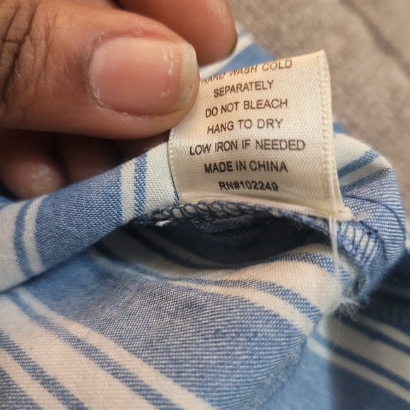 Skies Are Blue White Striped Midi 3/4 Sleeve Dress Size Large - Picture 6 of 6